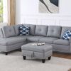 Irine - Faux Leather Sectional Sofa With Ottoman - Gray - Image 12