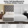 Tall Headboard Upholstered King Size Bed With Handmade Deep Button Tufted, Box Spring Needed, Velvet - Gray - Image 2