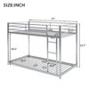 Full Over Full Metal Bunk Bed, Low Bunk Bed With Ladder - Silver - Image 13