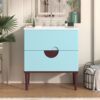 Bathroom Vanity Cabinet With Ceramic Sink Combo Set, Frame Modern Bathroom Storage Cabinet With 2 Drawers - Blue - Image 2