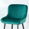 Counter Height Bar Stool, Velvet Upholstered For Pub, Restaurant, Kitchen Island (Set of 2) - Black / Green - Image 5