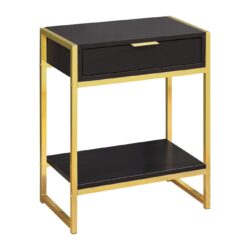 Accent Side Table, Storage Drawer, Contemporary & Modern - Brown / Gold