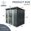 6Ft X 5Ft Outdoor Metal Storage Shed With Lockable Sliding Doors And Transparent Plate For Garden, Lawn - Black / White - Image 6