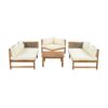 Premium Outdoor Sofa Set With Waterproof Cushions Sectional Seating Group With Acacia Wood And Wicker - Brown Mix / Beige - Image 9