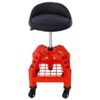 Pneumatic 360 Degree Swivel Stool, Mechanics Rolling Creeper Seat, Heavy Duty Rolling Mechanics Stool, Shop Stool With Casters - Red / Black - Image 9