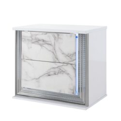 Moon - Marble Nightstand With LED - White