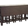 Drop Leaf Table With 4 Stools - Dark Brown - Image 2