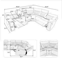 Home Theater Seating Manual Recliner With Cup Holder, Hide - Away Storage Reclining Sofa For Living Room, Home Theater - Gray