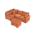 Convertible Sofa Bed Sectional Sofa Sleeper L-Shaped Sofa With A Storage Ottoman, Two Pillows, Two Power Sockets And Two USB Ports For Living Room - Orange - Image 14