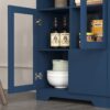 Painted Cabinet With Glass Doors, Drawer, And Open Storage Space For Bedroom And Living Room - Navy Blue - Image 17