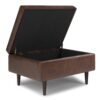 Shay - Mid Century Small Coffee Table Storage Ottoman - Distressed Chestnut Brown - Image 3