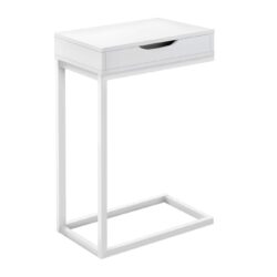 Accent Table, C - Shaped Contemporary Convenient Design - White
