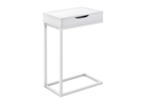 Accent Table, C - Shaped Contemporary Convenient Design - White