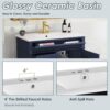 Bathroom Vanity With Top Sink, Modern Bathroom Storage Cabinet, 2 Drawers And A Tip-Out Drawer, Single Sink Bathroom Vanity - Blue - Image 6