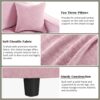 Modern Chaise Lounge Sofa Bed Upholstered Sofa Couch With Tufted Seat And Detachable Pillows For Living Room - Pink - Image 6