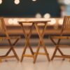 3 Piece Acacia Bistro Set, Folding Patio Furniture For Garden Backyard Balcony Porch With 1 Coffee Table And 2 Foldable Chairs - Light Brown - Image 17