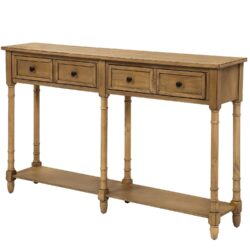 Hearth & Haven Daniel - Console Table With 2 Storage Drawers And Bottom Shelf For Living Room Entryway - Old Pine