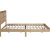 Queen Size Rubber Wooden, Solid Wooden Bed With Rattan Headboard, Enhanced By Support Feet - Natural - Image 18