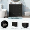 Bathroom Vanity With Ceramic Sink Combo, Abundant Storage Cabinet 2 Soft Close Doors And 5 Drawers - Black - Image 5
