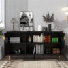 Modern TV Stand With 3 Doors And Adjustable Shelves For Living Room, Fits TVs Up To 70" - Black - Image 3