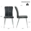 Modern Dining Chair (Set of 4) With Cloth Upholstery And Electroplated Metal Legs - Charcoal Gray - Image 3