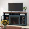 Nantucket - Fireplace TV Stand Console For TVs Up To 85" - Blue Denim / Whiskey - Image 9