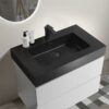 Alice - 30" Bathroom Vanity With Sink, Large Storage Wall Mounted Floating Bathroom Vanity For Modern Bathroom, One-Piece Black Sink Basin Without Drain And Faucet - White / Black - Image 3