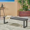 Realm - Outdoor Bench With Slat Panel Top And Base - Dark Gray - Image 2