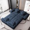Modern Oversized Modular Sectional Sofa, Sparkling Chenille Fabric Soft Cushion Sofa With 8 Pillows, 8 Pieces Diy Combination Tufted Sofa, No Assembly Required - Blue - Image 12