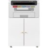 Metal Printer Stand With Storage Mobile Printer Tables For Small Spaces With Door Adjustable Shelf File Cabinet On Wheels For Home Office - White - Image 34