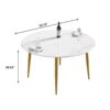 Modern Man-Made Stone Round Metal Dining Table - White / Gold - Image 10