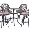 Round 4 Person 42" Long Bar Height Dining Set With Sunbrella Cushions - Gray / Ivory - Image 2