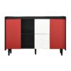 Sideboard Buffet Cabinet With Doors And Unique Panel Styling - Black / Red - Image 19