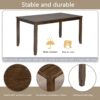 6 Pieces Kitchen Dining Set, Rectangular Wooden Dining Table With 4 Upholstered Chairs And A Bench, Dining Table Set For 6 People - Walnut - Image 9
