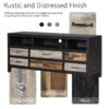 Retro Distressed Wooden TV Stand For TVs Up To 65", Entertainment Center Media Console With 6 Drawers And 3 Shelves For Living Room - Black - Image 6