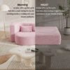 Modern Floor Sofa With 2 Pillows, Convertible Teddy Fabric Foam Filled Sleeper Sofa Bed, Full Size Folding Mattress For Living Room Guest Bed, Playroom, No Assembly Required - Pink - Image 17