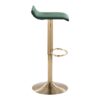 Ale - Contemporary / Glam Adjustable Height Barstool With Swivel With Oval Footrest (Set of 2) - Gold / Green - Image 3