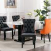 Nikki - Modern, High-End Tufted Solid Wood Contemporary And Velvet Upholstered Dining Chair With Wood Legs Nailhead Trim (Set of 2) - Black / Orange - Image 17