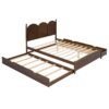 Queen Size Platform Bed With With 2 Big Drawers, Twin Long Size Trundle - Walnut - Image 4