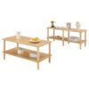 Modern 2 Tier Coffee Table For Living Room Furniture, Rectangular Center Table With Open Storage Shelf, Rounded Rubberwood Legs, Stable And Durable - Burly Wood - Image 6