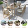 Patio Dining Set Outdoor Dining Table And Chair Set With And Removable Cushions For Patio, Backyard, Garden - Light Teak - Image 7
