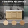 Original 60" Freestanding Bathroom Vanity With Double Resin Sink Soft Closing Doors & Drawers Plywood - Oak - Image 7