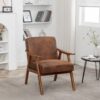 Accent Chair, Classic Mid Century Modern For Extra Seating - Brown - Image 5