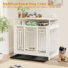 Wooden Dog Crate Furniture With Divider And Storage - White - Image 12
