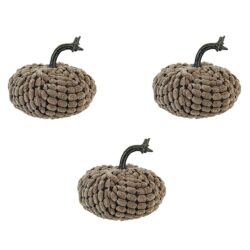 Chenille Weighted Pumpkin Ornament Decor For Holiday Harvest Festival Fall Festival & Thanksgiving (Set of 2) - Dark Brown