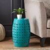 Lilac - Modern Side Table With Iron Cut Design - Teal - Image 7