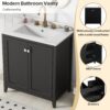 Freestanding Bathroom Vanity Combo With Ceramic Sink Shaker Style Vanities 2 Doors And 2 Drawers - Black - Image 7