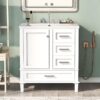 Bathroom Vanity, Modern Bathroom Cabinet With Sink Combo Set, Bathroom Storage Cabinet With A Soft Closing Door And 3 Drawers, Solid Wood Frame, Resin Basin - White - Image 4