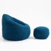 Bedding Bean Bag Sofa Chair High Pressure Foam Bean Bag Chair Adult Material With Padded Foam Padding Compressed Bean Bag With Footrest - Blue - Image 18