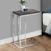Accent Table, C - Shaped, Stylish Appearance - Gray - Image 3